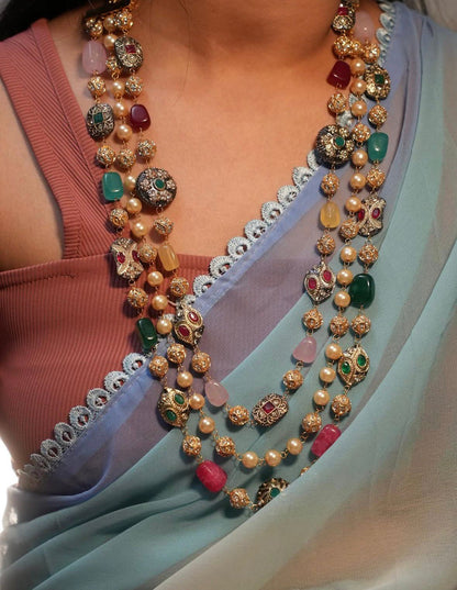 Triple Layer Moti Heritage Mala Necklace