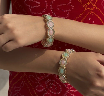Pastel Polki Elegance Statement Bangles