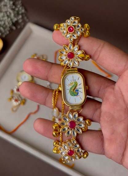 Kundan Watch with Rakhi (Combo of 2)