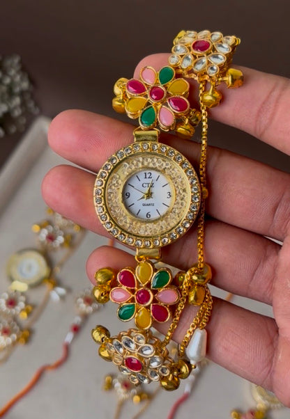 Multi colour Watch with Rakhi (Combo of 2)