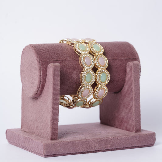 Pastel Polki Elegance Statement Bangles