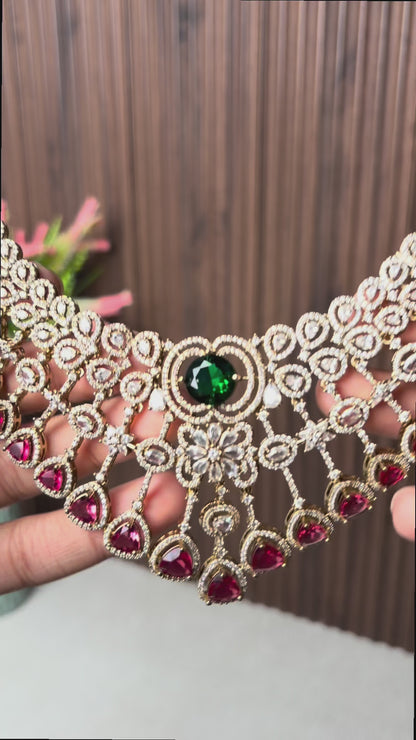 Ruby Emerald Kundan Choker Set