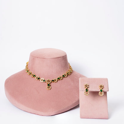Emerald Blossom Polki Victoria Necklace